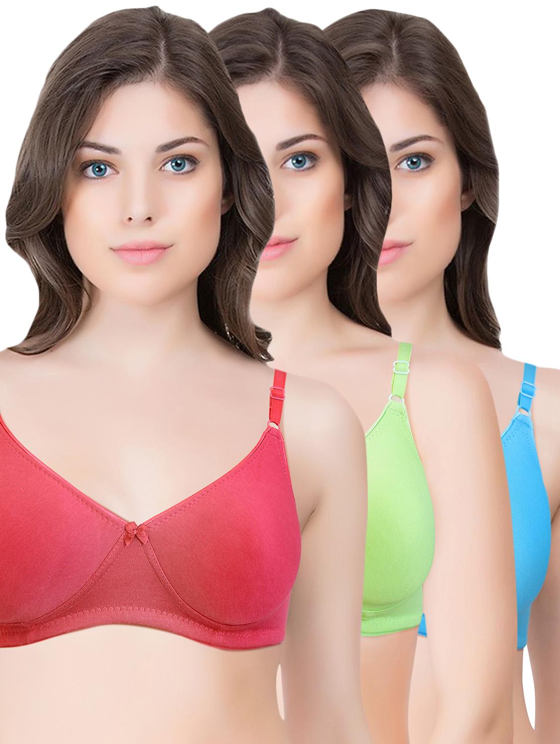 set of 3 multi colored cotton bra - 14899460 - Zoom Image - 1