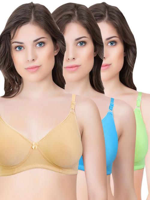 set of 3 multi colored cotton bra - 14899464 - Standard Image - 1
