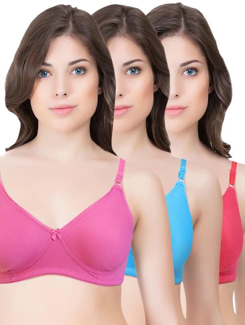 set of 3 multi colored cotton bra - 14899467 - Standard Image - 1