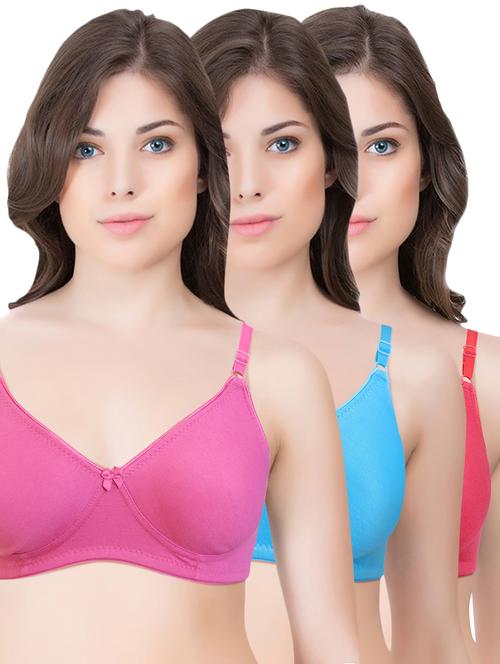 set of 3 multi colored cotton bra - 14899468 - Standard Image - 1