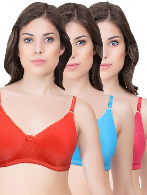 set of 3 multi colored cotton bra - 14899469 - Standard Image - 1
