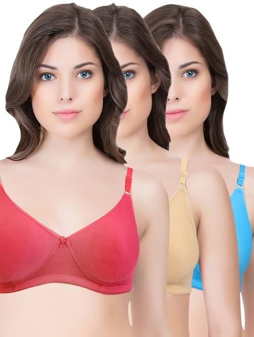 set of 3 multi colored cotton bra - 14899470 - Standard Image - 1