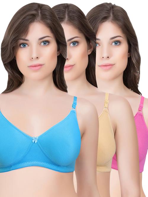 set of 3 multi colored cotton bra - 14899475 - Standard Image - 1