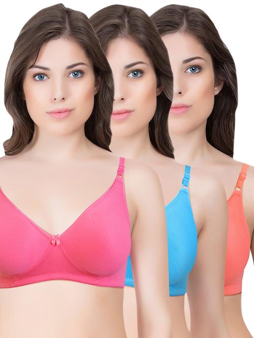 set of 3 multi colored cotton bra - 14899476 - Standard Image - 1