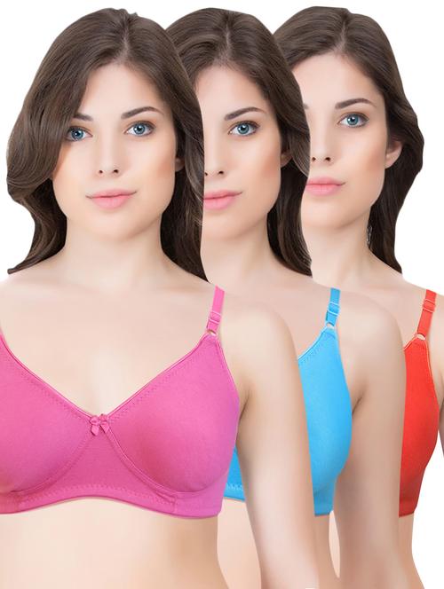 set of 3 multi colored cotton bra - 14899478 - Standard Image - 1