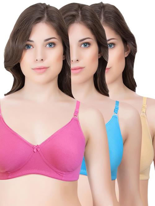 set of 3 multi colored cotton bra - 14899479 - Standard Image - 1