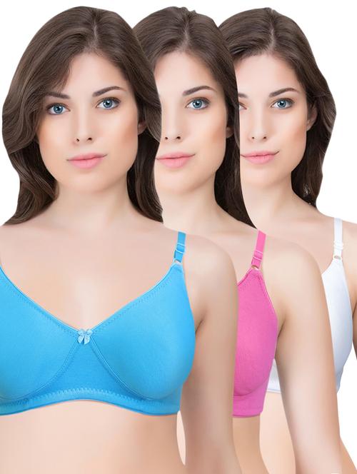 set of 3 multi colored cotton bra - 14899481 - Standard Image - 1