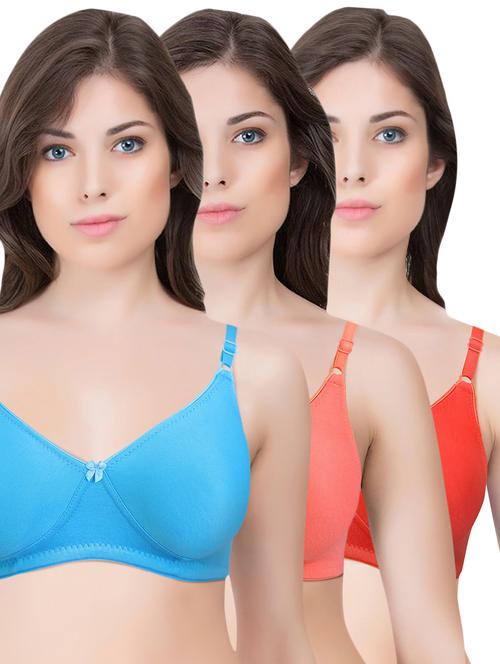 set of 3 multi colored cotton bra - 14899483 - Standard Image - 1