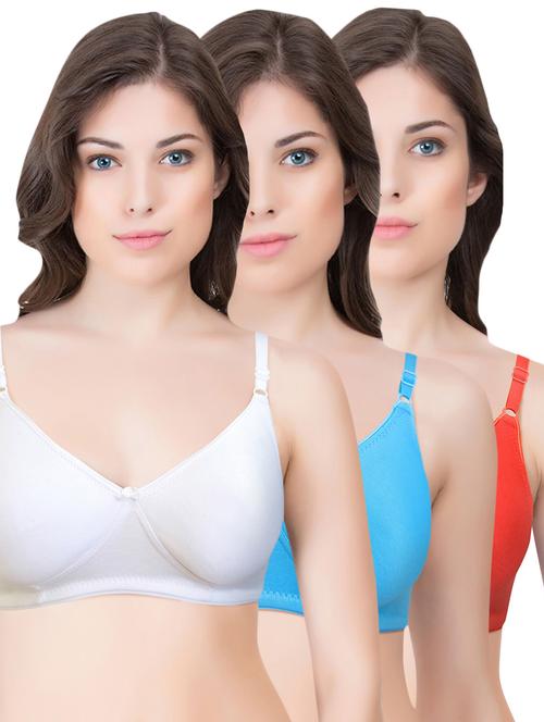 set of 3 multi colored cotton bra - 14899484 - Standard Image - 1
