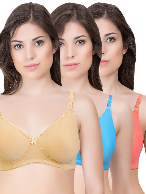 set of 3 multi colored cotton bra - 14899485 - Standard Image - 1