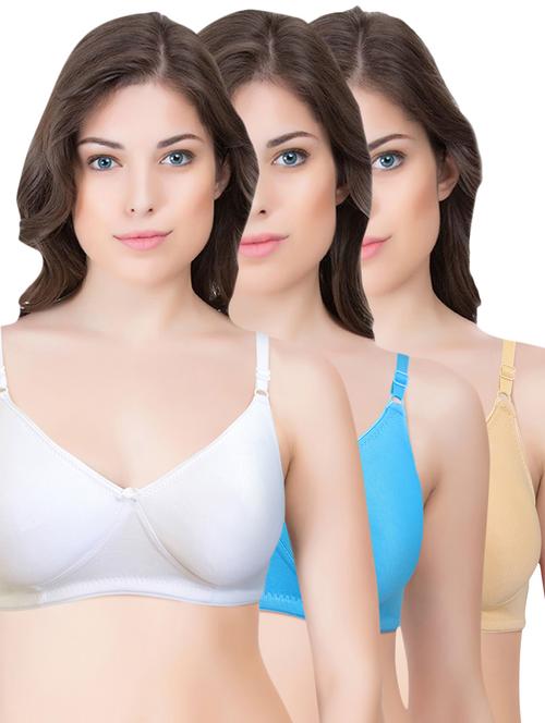 set of 3 multi colored cotton bra - 14899486 - Standard Image - 1
