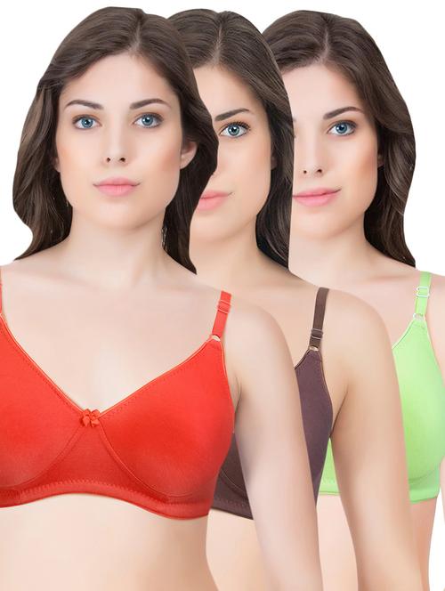 set of 3 multi colored cotton bra - 14899491 - Standard Image - 1