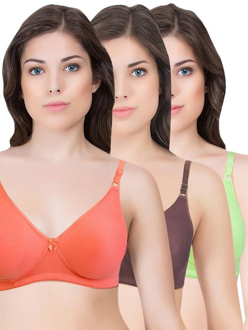 set of 3 multi colored cotton bra - 14899493 - Standard Image - 1