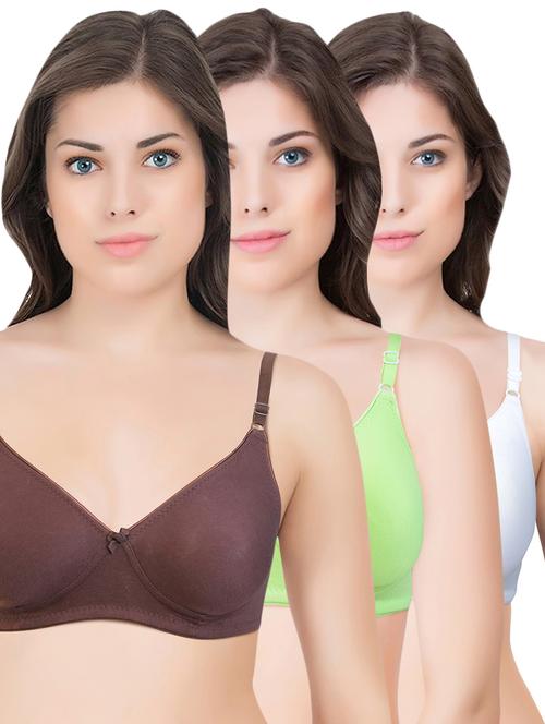 set of 3 multi colored cotton bra - 14899494 - Standard Image - 1