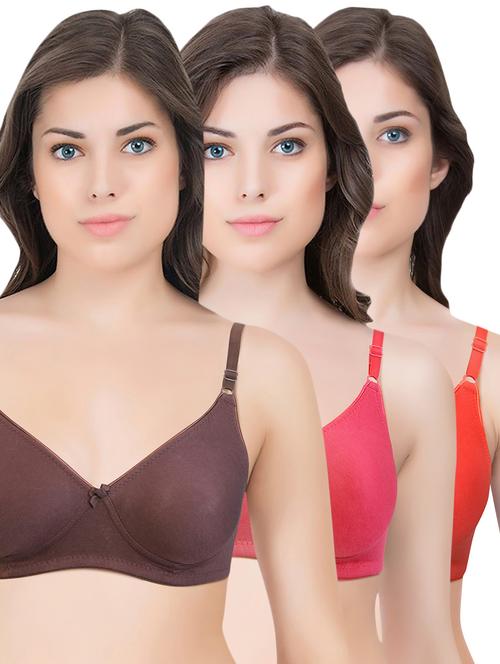 set of 3 multi colored cotton bra - 14899497 - Standard Image - 1