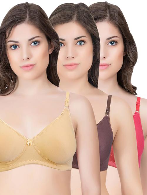 set of 3 multi colored cotton bra - 14899498 - Standard Image - 1