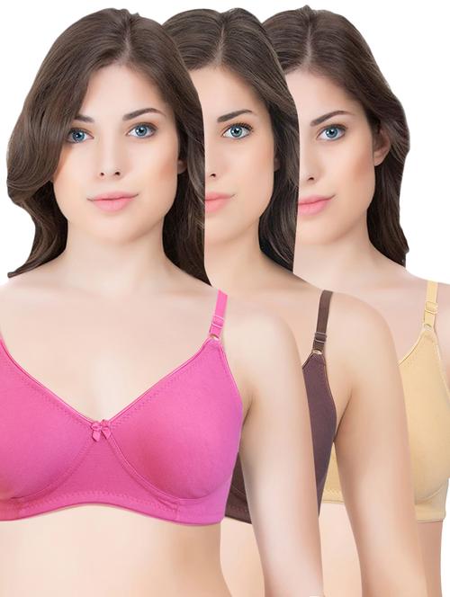 set of 3 multi colored cotton bra - 14899503 - Standard Image - 1