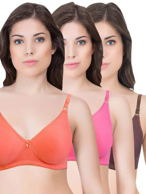 set of 3 multi colored cotton bra - 14899504 - Standard Image - 1