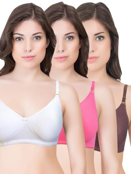 set of 3 multi colored cotton bra - 14899505 - Standard Image - 1