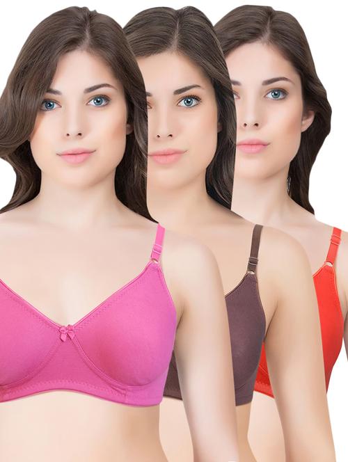 set of 3 multi colored cotton bra - 14899506 - Standard Image - 1