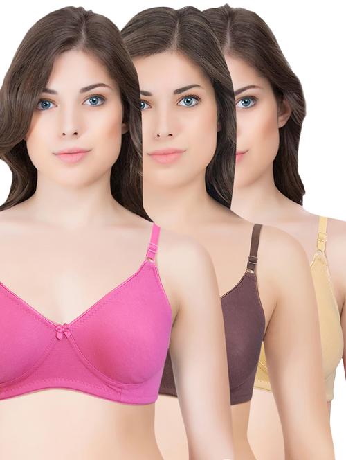 set of 3 multi colored cotton bra - 14899507 - Standard Image - 1