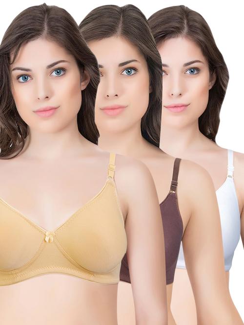 set of 3 multi colored cotton bra - 14899513 - Standard Image - 1