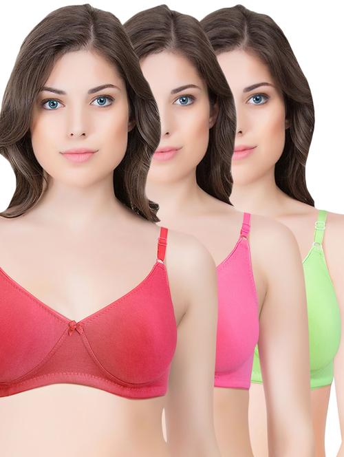 set of 3 multi colored cotton bra - 14899515 - Standard Image - 1