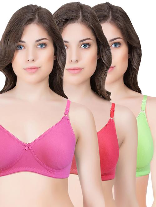 set of 3 multi colored cotton bra - 14899516 - Standard Image - 1
