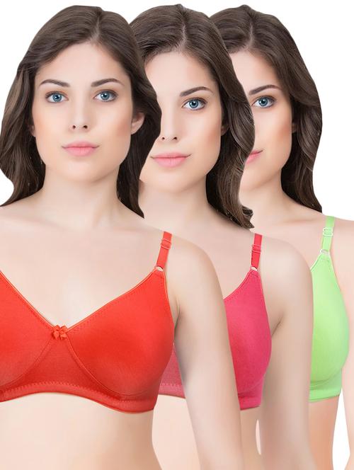 set of 3 multi colored cotton bra - 14899517 - Standard Image - 1