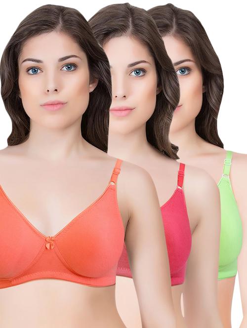 set of 3 multi colored cotton bra - 14899519 - Standard Image - 1