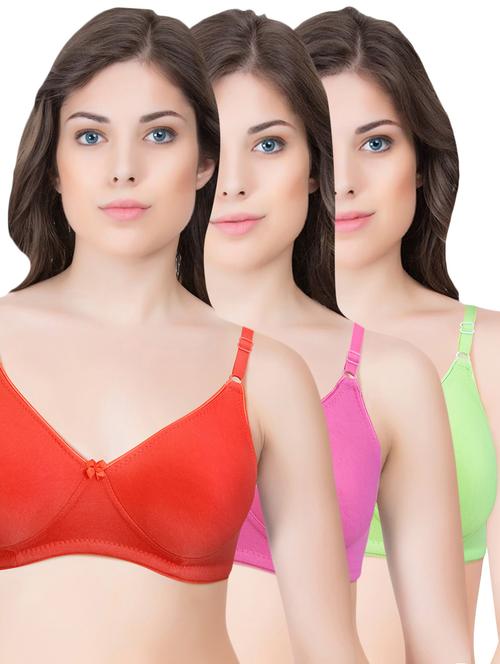 set of 3 multi colored cotton bra - 14899526 - Standard Image - 1