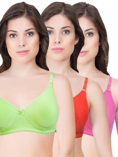 set of 3 multi colored cotton bra - 14899528 - Standard Image - 1