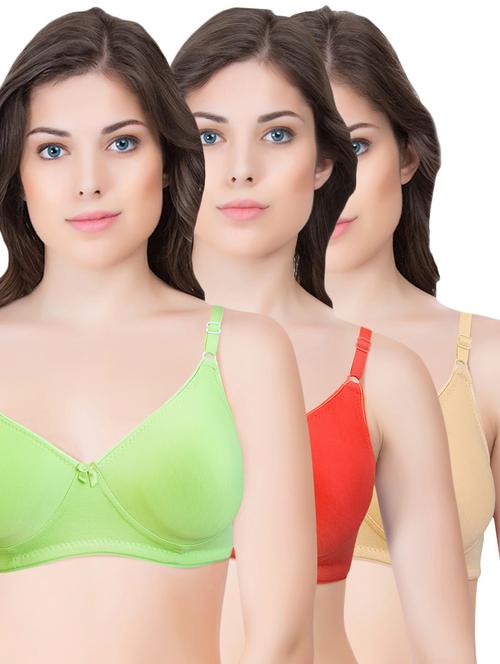 set of 3 multi colored cotton bra - 14899530 - Standard Image - 1
