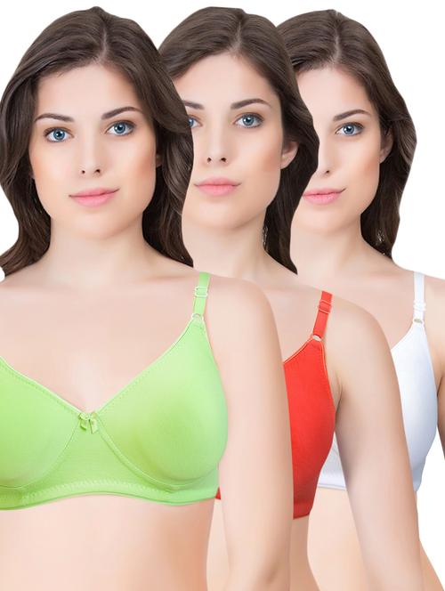 set of 3 multi colored cotton bra - 14899532 - Standard Image - 1