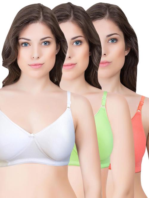 set of 3 multi colored cotton bra - 14899535 - Standard Image - 1