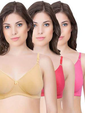 set of 3 multi colored cotton bra - 14899538 - Standard Image - 1