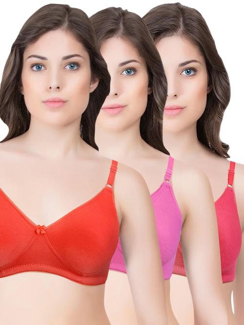 set of 3 multi colored cotton bra - 14899541 - Standard Image - 1