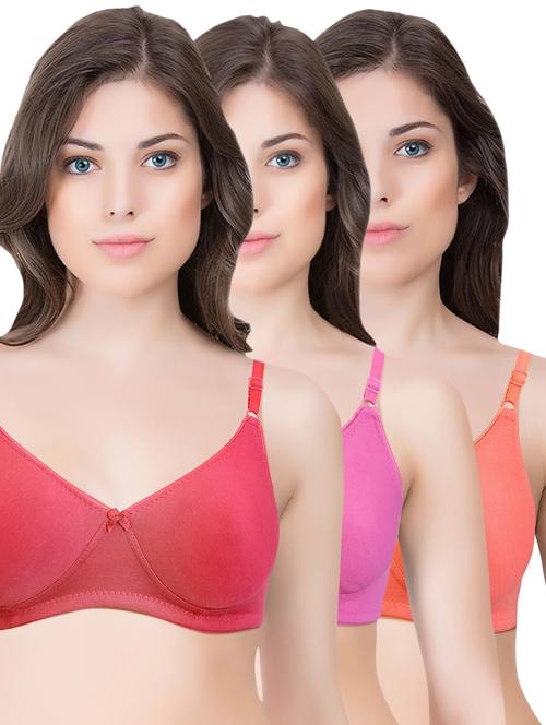 set of 3 multi colored cotton bra - 14899543 - Standard Image - 1