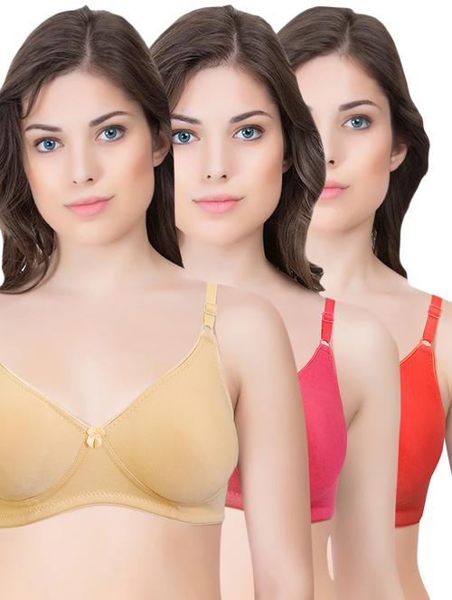 set of 3 multi colored cotton bra - 14899545 - Standard Image - 1
