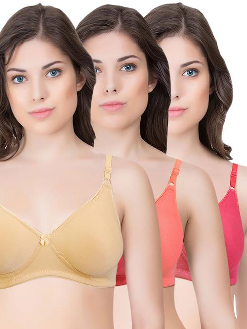 set of 3 multi colored cotton bra - 14899548 - Standard Image - 1