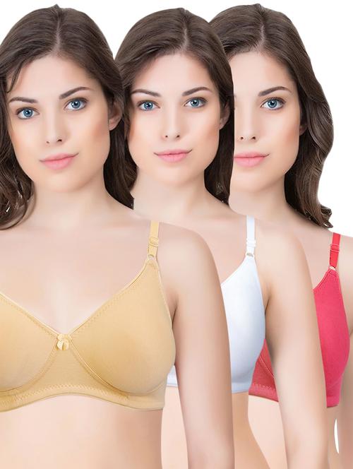 set of 3 multi colored cotton bra - 14899549 - Standard Image - 1
