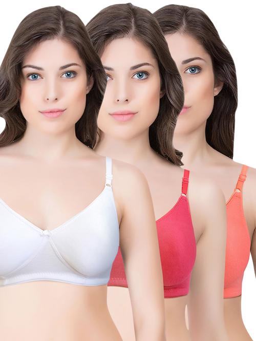 set of 3 multi colored cotton bra - 14899550 - Standard Image - 1