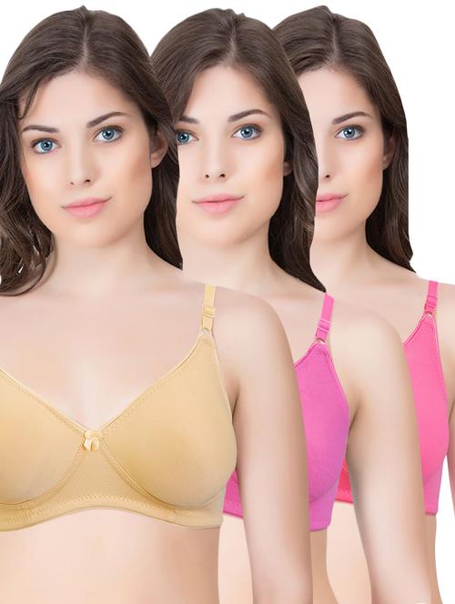 set of 3 multi colored cotton bra - 14899552 - Standard Image - 1