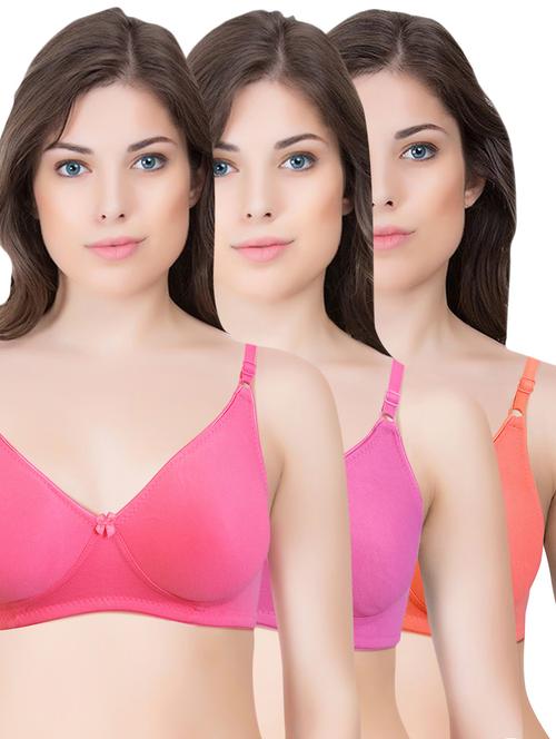 set of 3 multi colored cotton bra - 14899553 - Standard Image - 1