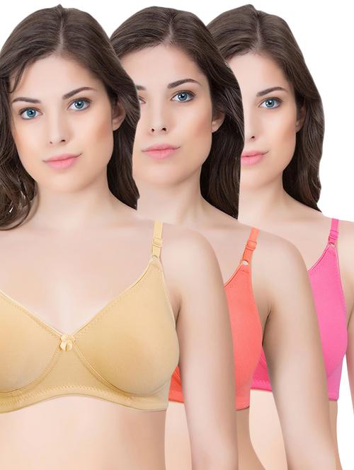 set of 3 multi colored cotton bra - 14899558 - Standard Image - 1