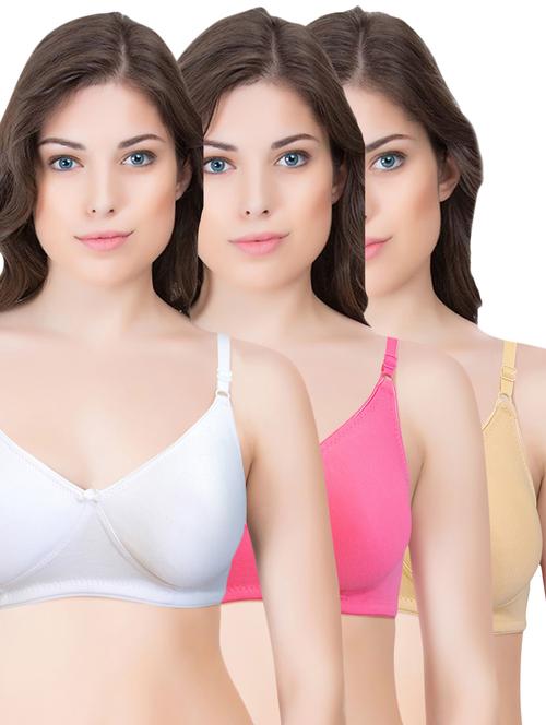 set of 3 multi colored cotton bra - 14899559 - Standard Image - 1