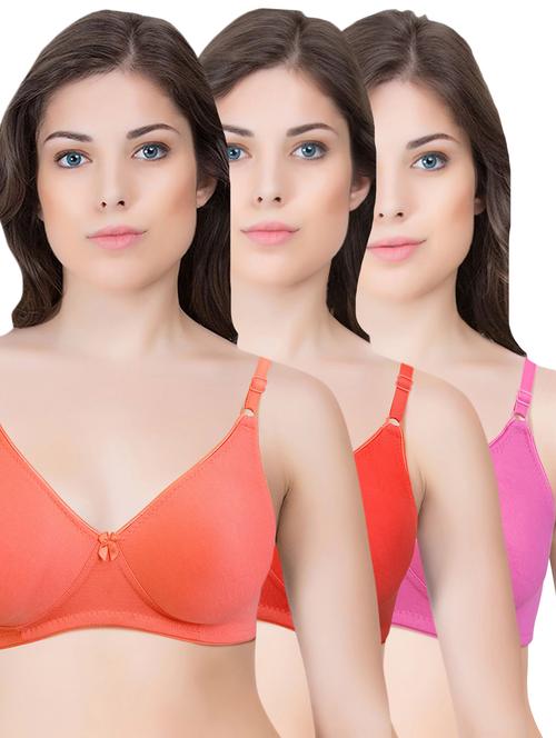 set of 3 multi colored cotton bra - 14899562 - Standard Image - 1