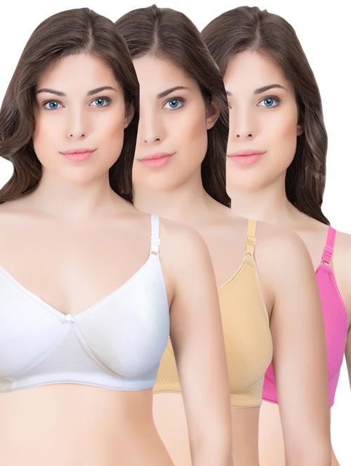 set of 3 multi colored cotton bra - 14899565 - Standard Image - 1