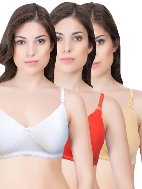 set of 3 multi colored cotton bra - 14899568 - Standard Image - 1