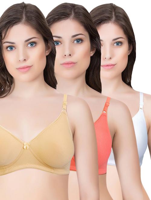 set of 3 multi colored cotton bra - 14899570 - Standard Image - 1